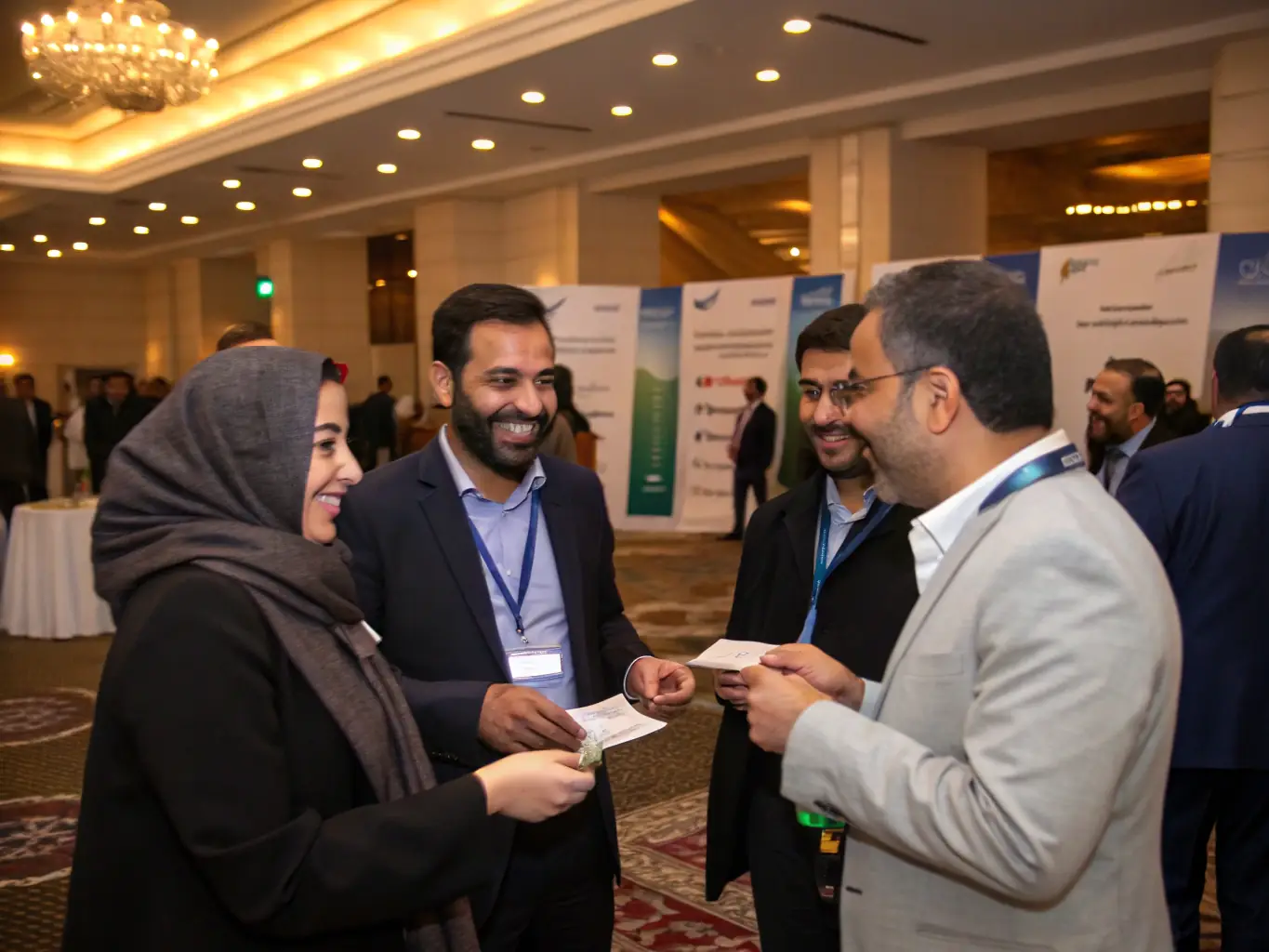 An image showcasing executives networking at a career development event, emphasizing connections and opportunities for advancement.