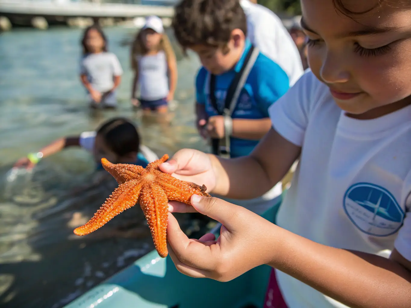 A photo of children participating in an educational program about marine life, highlighting the importance of environmental education.