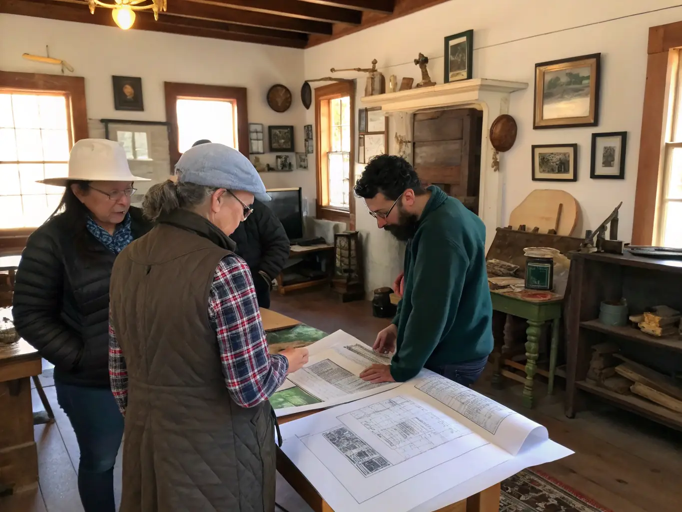 A group of people attending a workshop on lighthouse restoration techniques, showcasing hands-on learning and skill-building.
